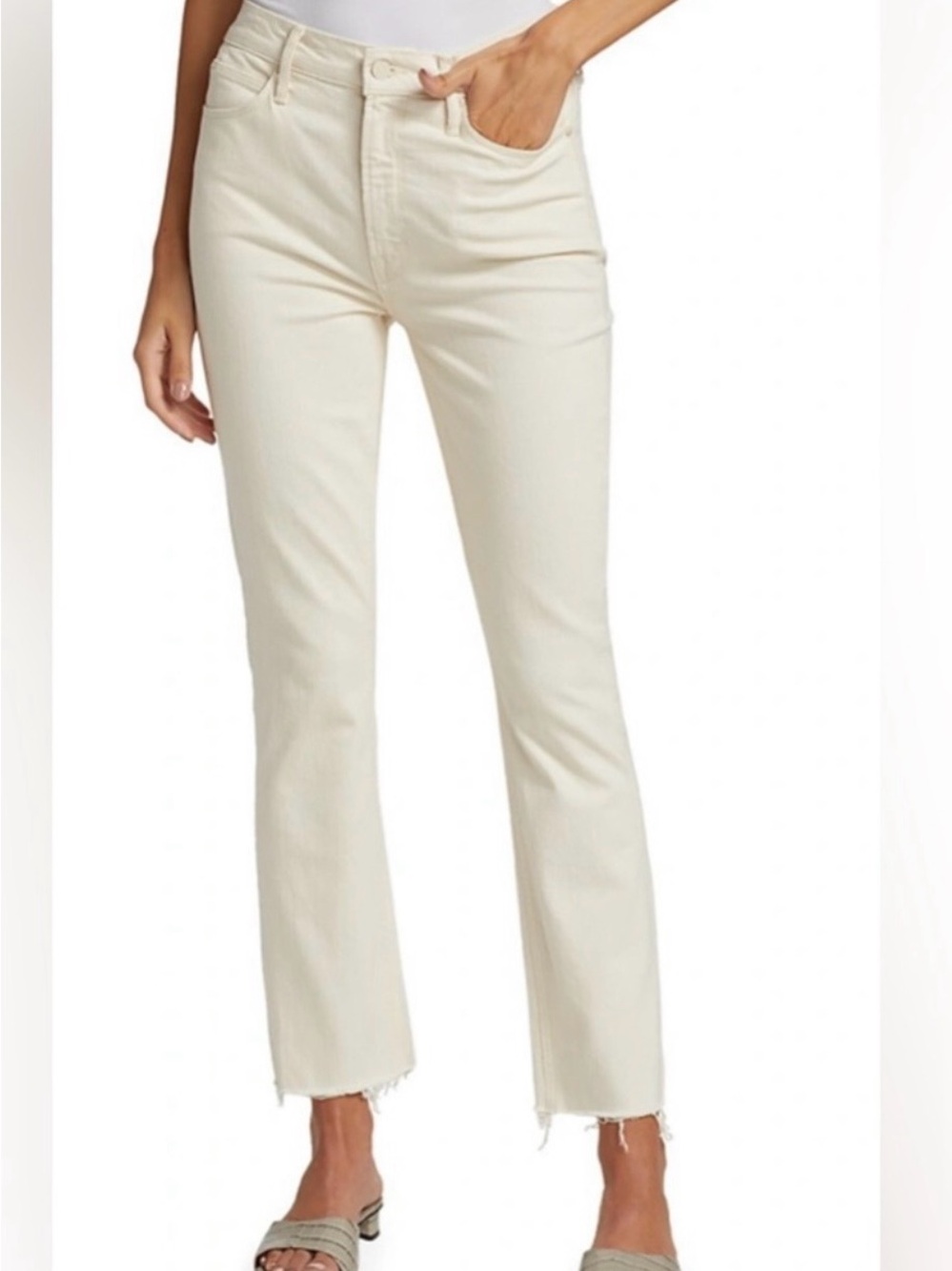MOTHER Cream Straight-Leg High-Rise Jeans - Picture 2 of 8
